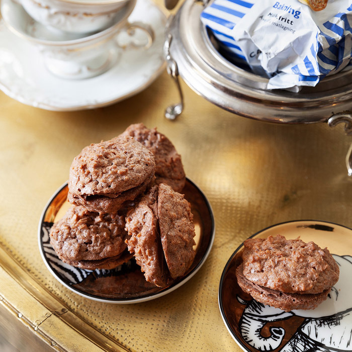 Kokoskakor med chokladkräm
