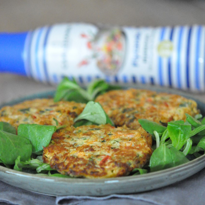 Zucchinibiffar med morot och halloumi